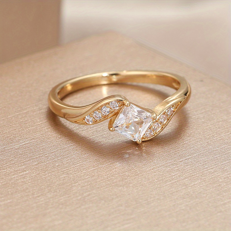 3pcs CZ Ring Set Shining Wedding Jewelry KC Golden Plated